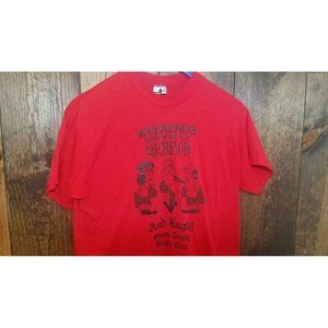 Vtg 80s Michelob Beer Red Shasta Rugby Pub Bar RARE Soft T Shirt tee XL club